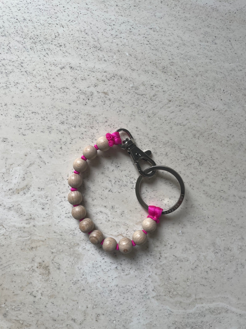 KEYHOLDER KURZ - PERLEN NATUR / PINK