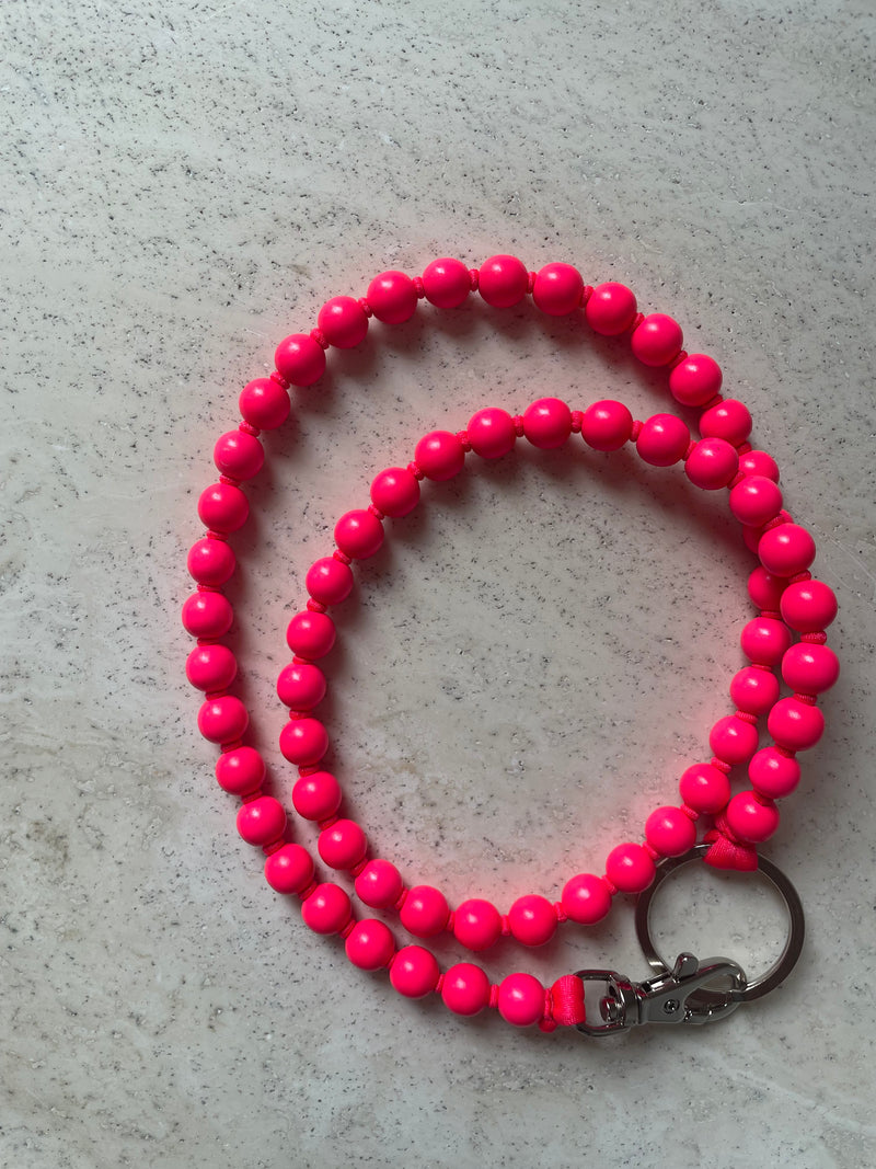 KEYHOLDER LANG - PERLEN NEONPINK / NEONPINK