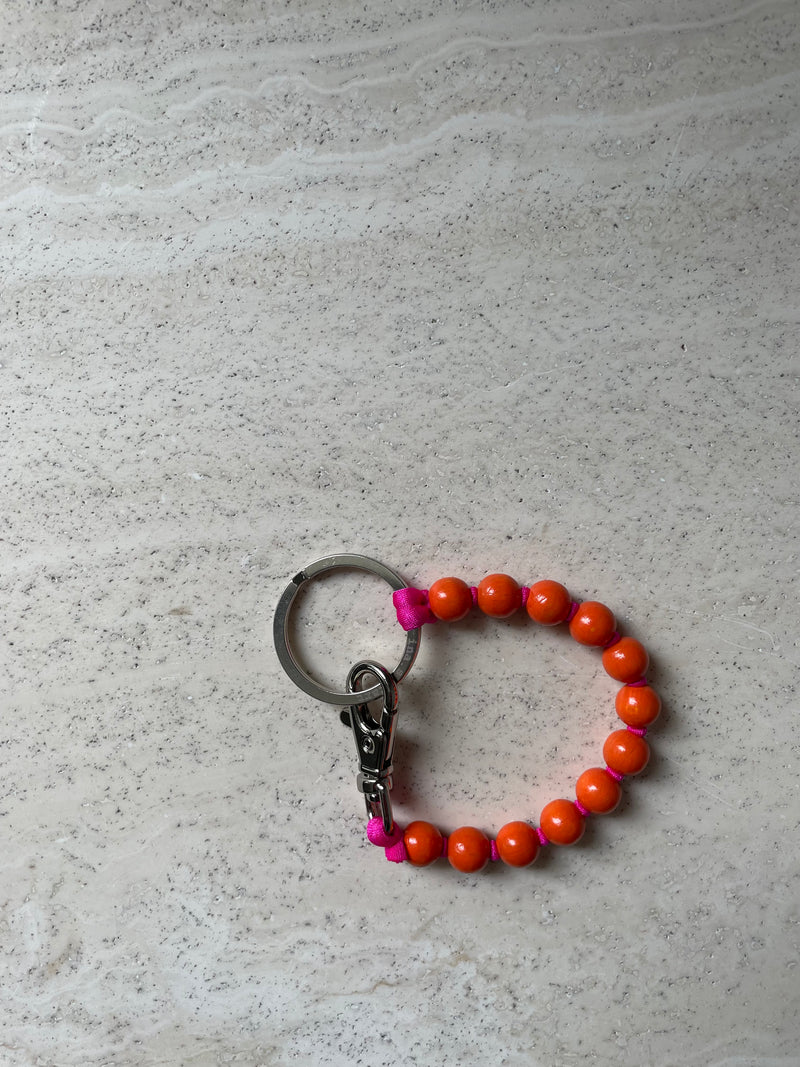 KEYHOLDER KURZ - PERLEN ORANGE / PINK