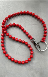 KEYHOLDER LANG - PERLEN ROT - VAU
